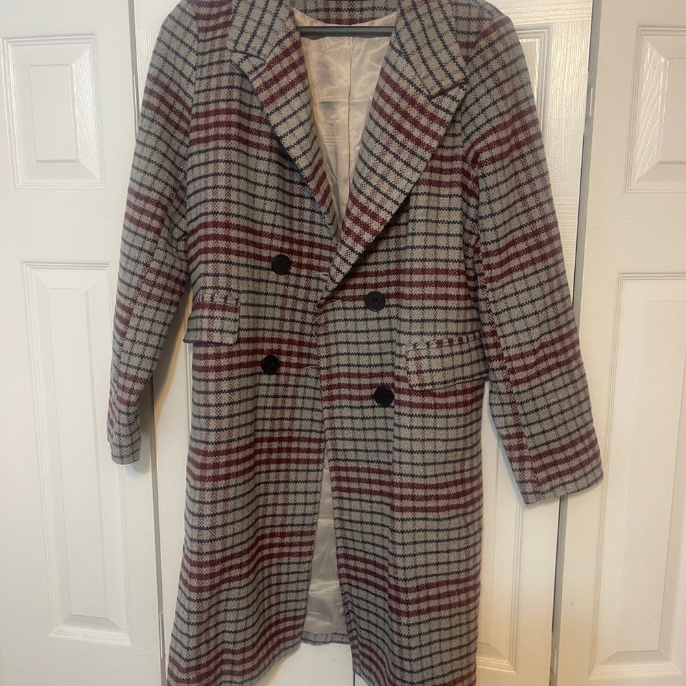 Chartou Plaid Double-Breasted Women’s Coat Medium